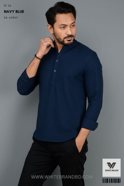 Men's Oxford Cotton Katua (Navy Blue)