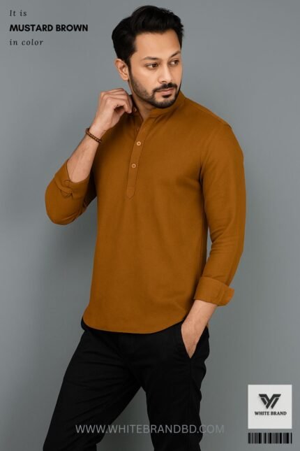Men's Oxford Cotton Katua (Mustard Brown)